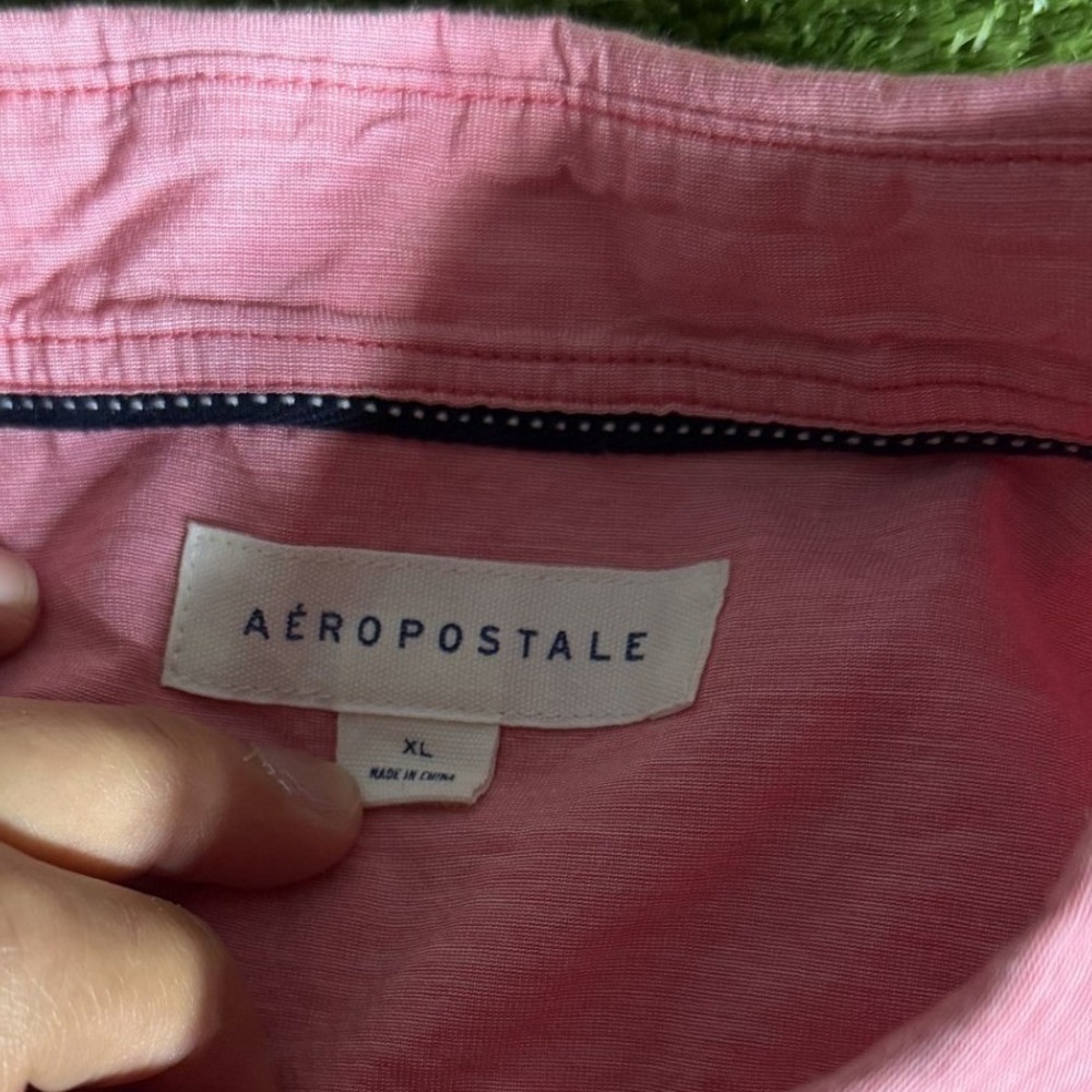 Aeropostale Mens XL Pink Short Sleeve Button Down Shirt Cotton Casual Pocket XL - Picture 3 of 6